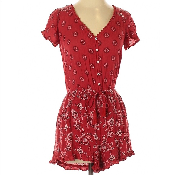 HOLLISTER Red Floral Romper - Picture 1 of 4
